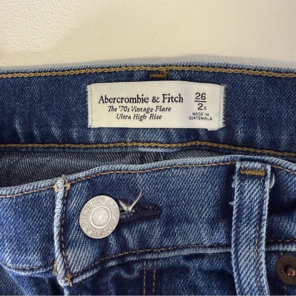 Abercrombie & Fitch 70’s Vintage Flare Ultra High Rise Blue Women's Jeans Size 2 - Picture 5 of 7